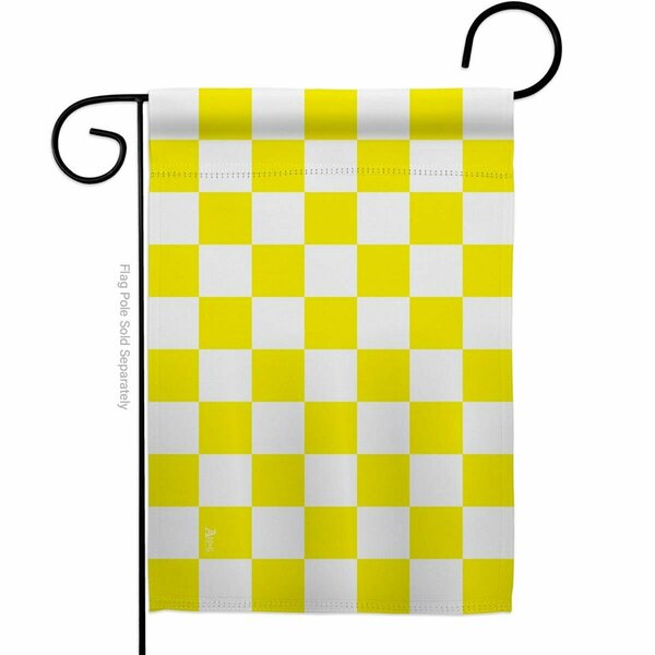 Guarderia Yellow Checker Novelty Merchant 13 x 18.5 in. Double-Sided Decorative Horizontal Garden Flags for GU3955622